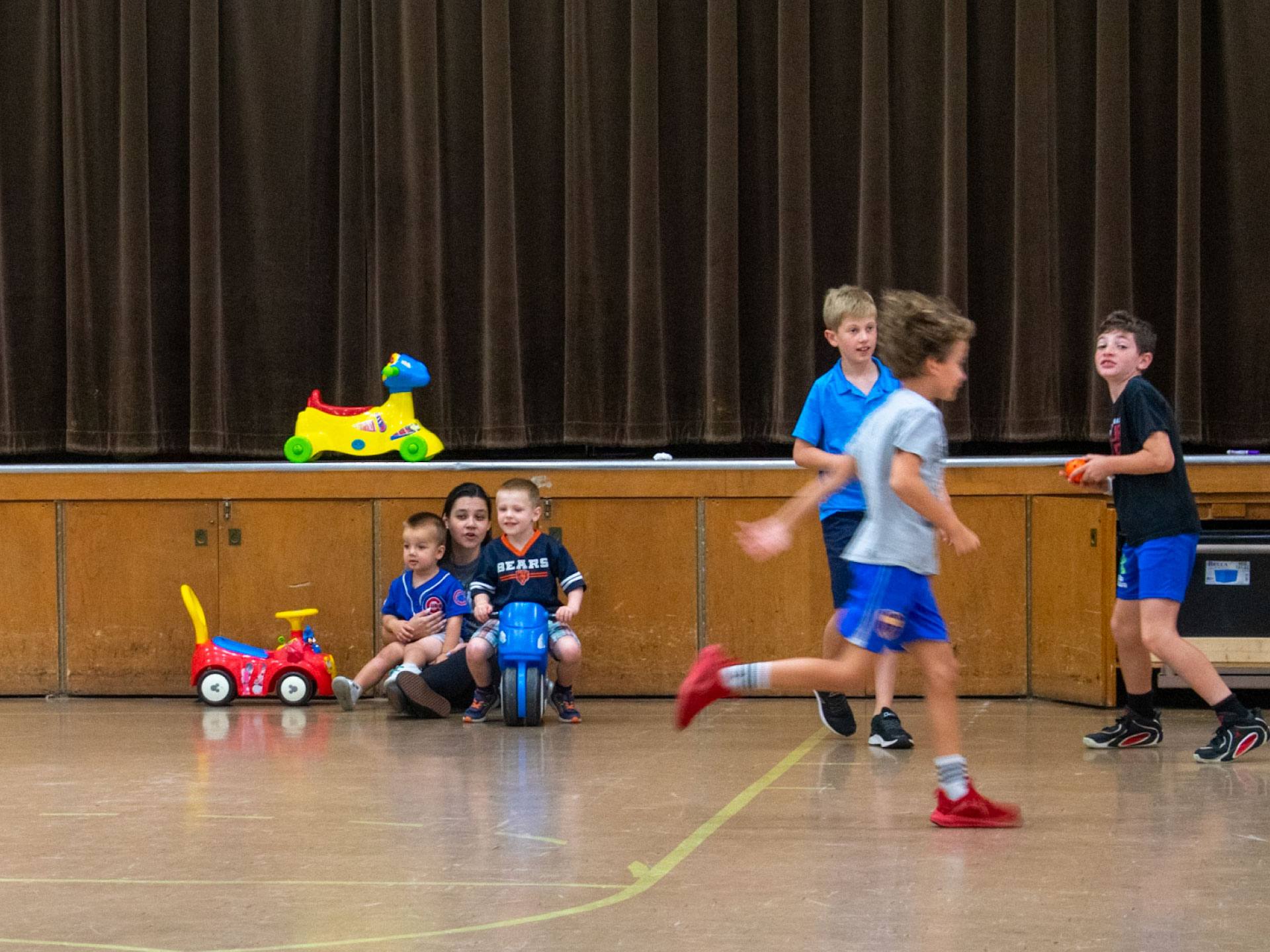 Children playing in the church gym