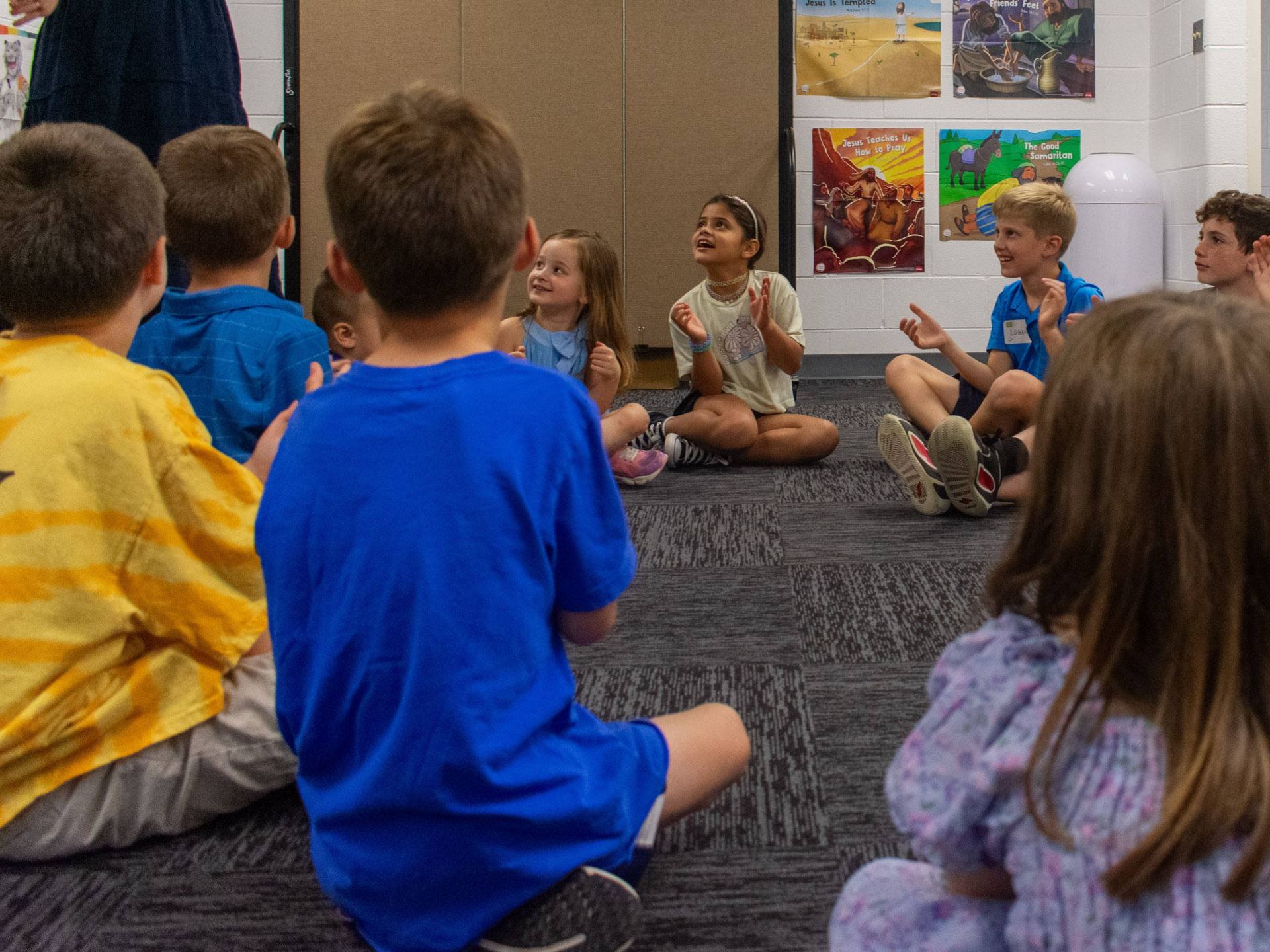 Children sitting in a circle during Sunday school